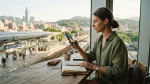 Traveller estimating how much mobile data is needed for a trip to Taiwan