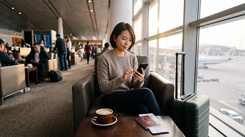 Traveler accessing email while traveling in China
