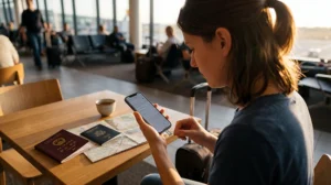 Traveler activating a China eSIM before departure
