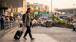 Traveler getting internet in India using a travel eSIM