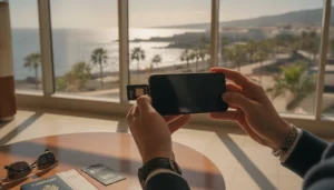 Traveller installing a Canary Islands eSIM on a smartphone before departure