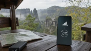 Offline-map and connectivity planning in Bohemian Switzerland.