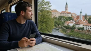 Connected travel planning for a Český Krumlov trip.