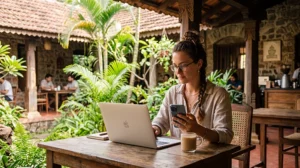 Digital nomad using an India eSIM while working remotely in India