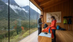 Travellers preparing their mobile internet and offline maps before exploring Fiordland National Park