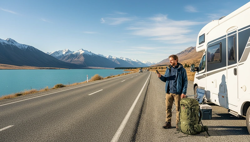 Internet access on Lake Tekapo road trip with New Zealand eSIM and mobile data connectivity