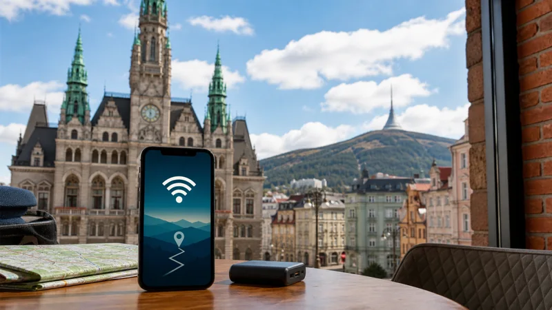 Tourist internet planning with Liberec and Ještěd views.