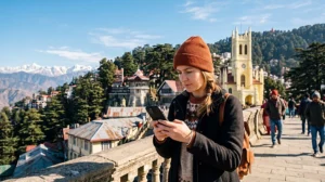 Tourist using an India eSIM while travelling in Shimla