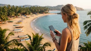 Tourist using an India eSIM while travelling in South Goa
