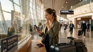 Tourist comparing local SIM card and eSIM for China