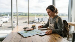 Traveller comparing a local SIM and an eSIM before travelling around New Zealand