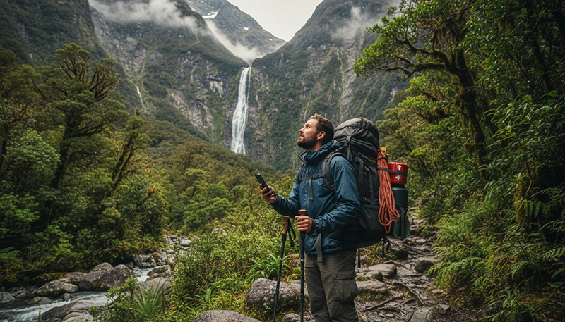 Mobile coverage on Milford Track New Zealand hiking trail with eSIM and offline preparation