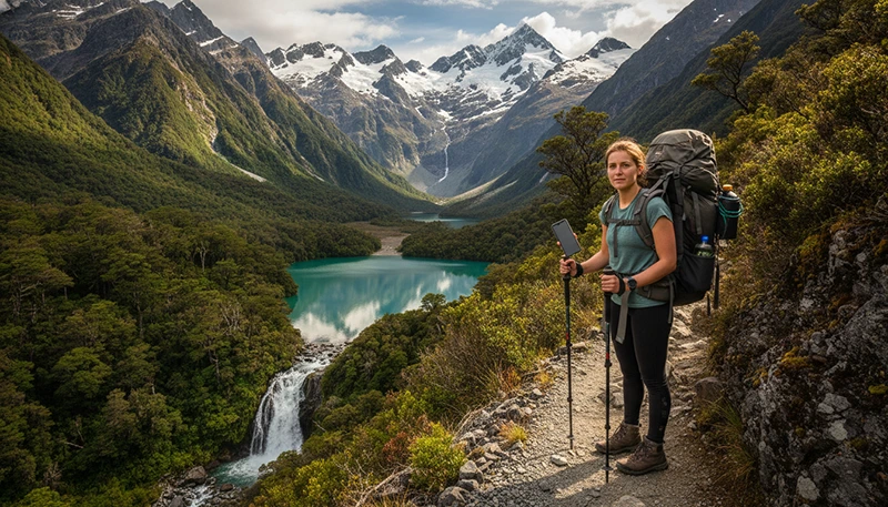 Mobile coverage on Routeburn Track New Zealand hiking trail with eSIM and offline maps
