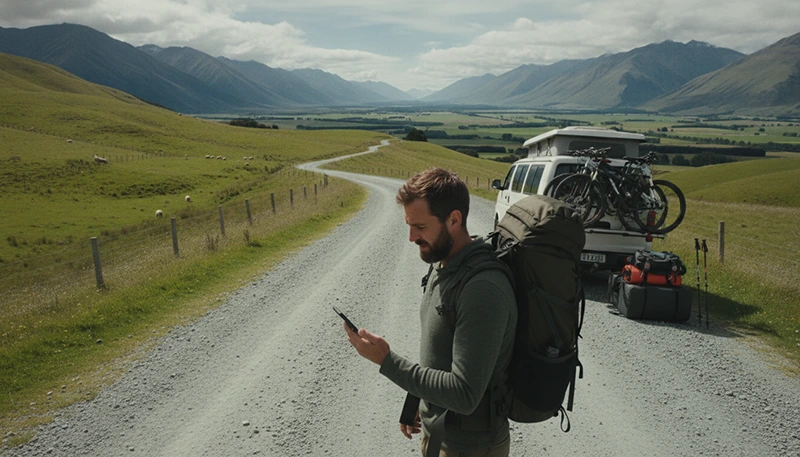 Mobile coverage in rural New Zealand for tourists using travel eSIM during road trip