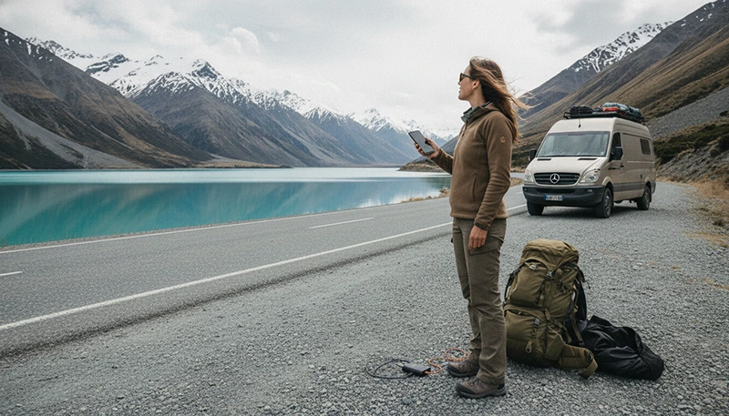 Mobile coverage in South Island New Zealand for tourists using travel eSIM during road trip