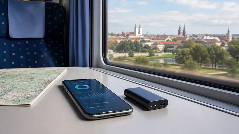 Mobile data planning on a train near České Budějovice.