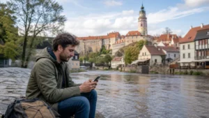 Mobile data planning for a trip to Český Krumlov.