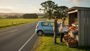 Travellers using mobile data during a self-drive road trip through rural New Zealand