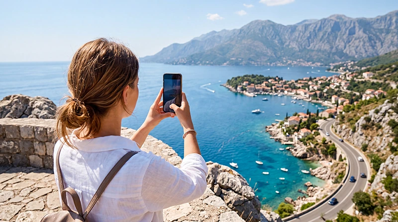 Traveler using one eSIM while traveling between Croatia and Montenegro