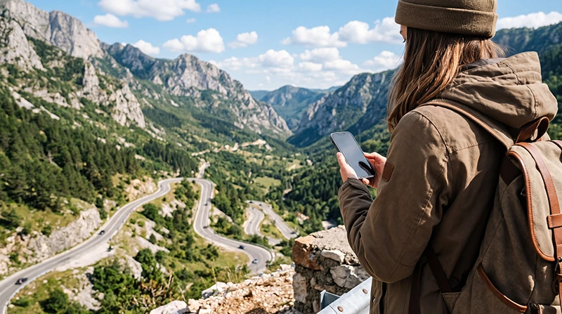 Traveler using one eSIM while traveling between Montenegro and Serbia
