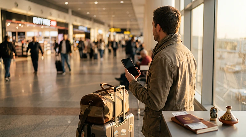 Traveler using eSIM for Morocco and Egypt trip