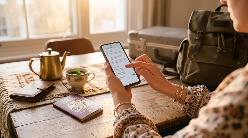 Traveler activating a Morocco eSIM on Android before departure