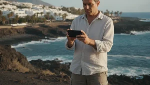 Traveller fixing a Canary Islands eSIM that has mobile signal but no internet connection