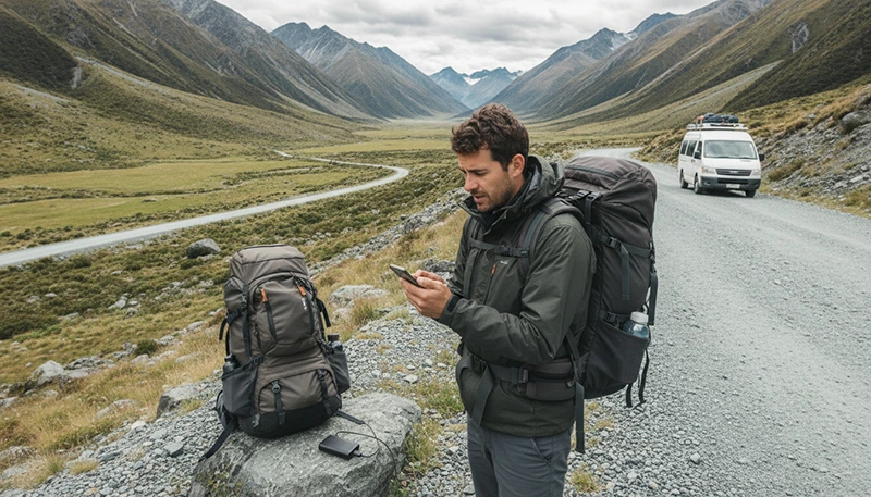 No mobile signal in New Zealand travel while using an eSIM on a remote road trip