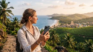 Traveler using one eSIM while visiting Sri Lanka and India