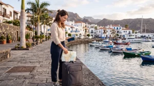 Traveller checking Tenerife roaming charges and mobile data options before exploring the island