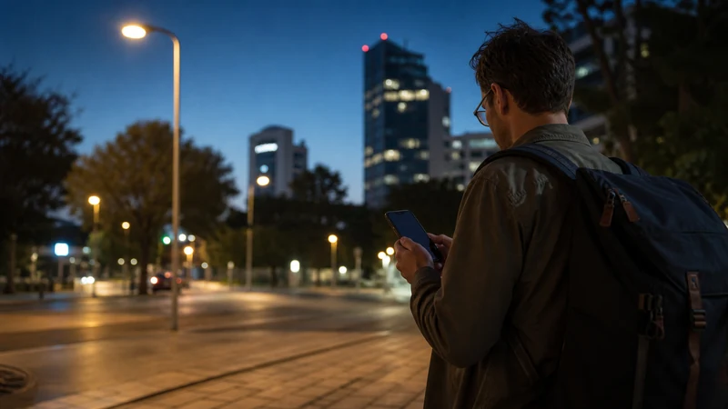 Modern Gaborone streetscape with smartphone traveller.