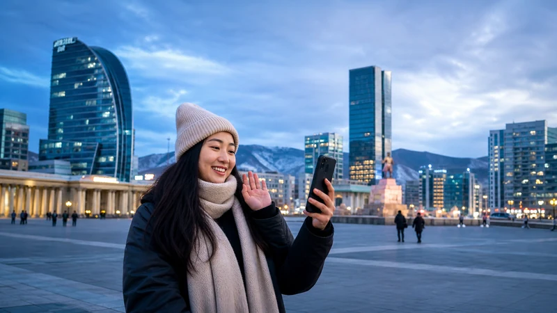Traveller using a smartphone in Mongolia for 4g mongolia tourists