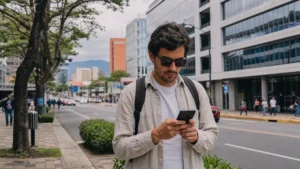 Traveller using a smartphone in Costa Rica for can tourists use 5g in costa rica?