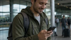 Traveller using a smartphone in Guatemala for activate esim guatemala