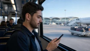 Traveller using a smartphone in Jordan for how to activate an esim in jordan