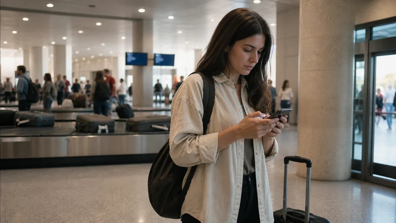 Traveller using a smartphone in Malta while activating a Malta eSIM