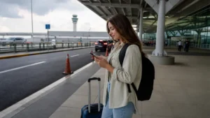Traveller using a smartphone in Panama for activate esim panama