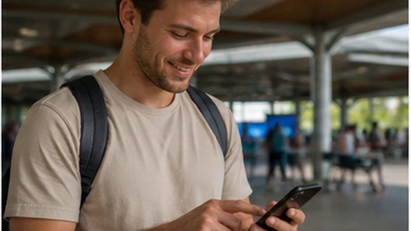 Traveller activating a Seychelles eSIM on a smartphone
