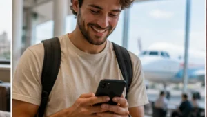 Traveller using a smartphone in Uruguay for activate esim uruguay