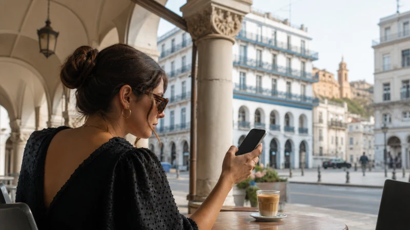 Traveller setting up an Algeria eSIM on an Android phone