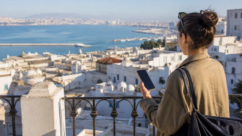 Traveller setting up an Algeria eSIM on an iPhone
