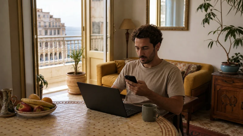 Long-stay traveller using mobile internet in Algeria