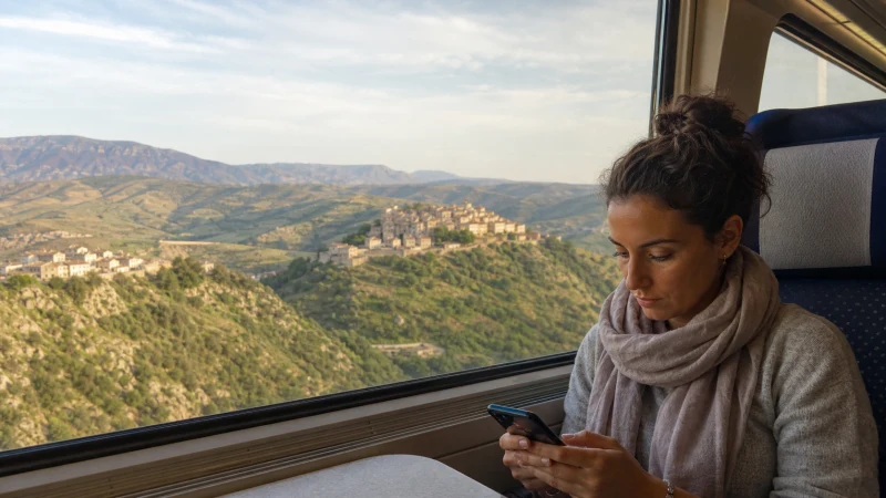 Traveller using mobile internet between Algiers and Constantine