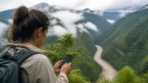 Traveller using a smartphone in Colombia for can you rely on mobile data in the colombian amazon?
