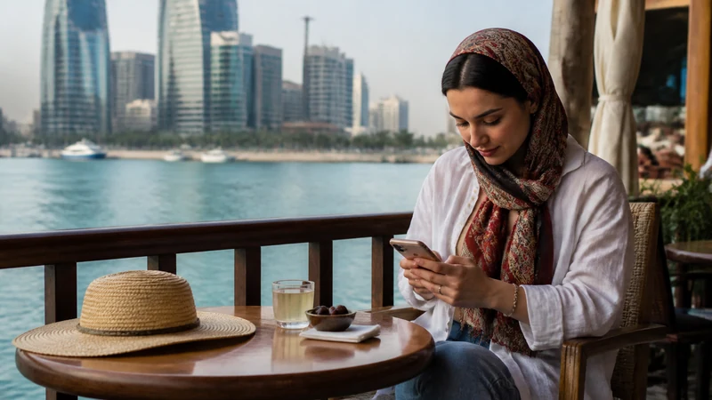 Traveller using a smartphone in Bahrain for APN setup