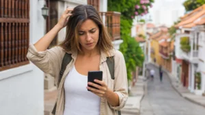 Traveller using a smartphone in Colombia for the right apn settings for your colombia esim