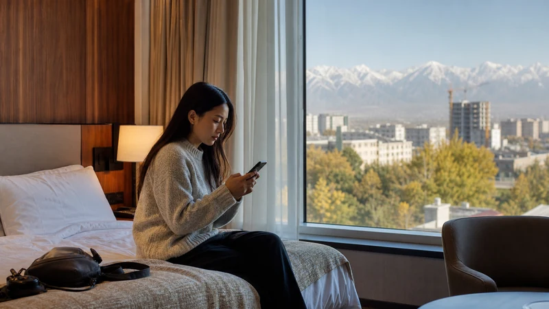 Traveller using a smartphone in Kyrgyzstan for apn settings kyrgyzstan esim