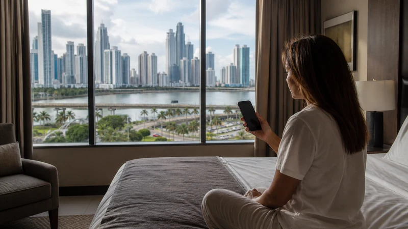 Traveller using a smartphone in Panama for apn settings panama esim