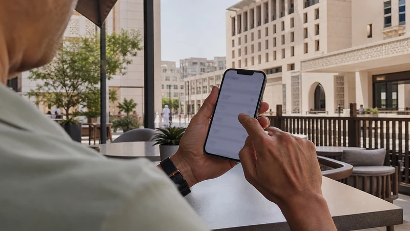 Traveller using a smartphone in Qatar for qatar esim apn settings: iphone and android