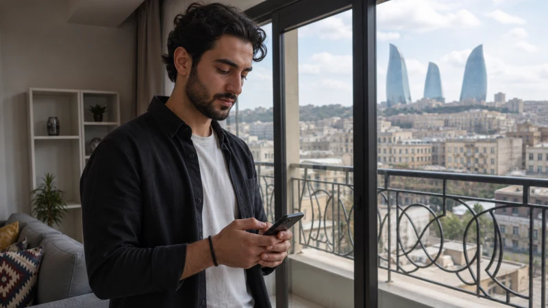 Long-stay visitor working online from an Azerbaijan apartment